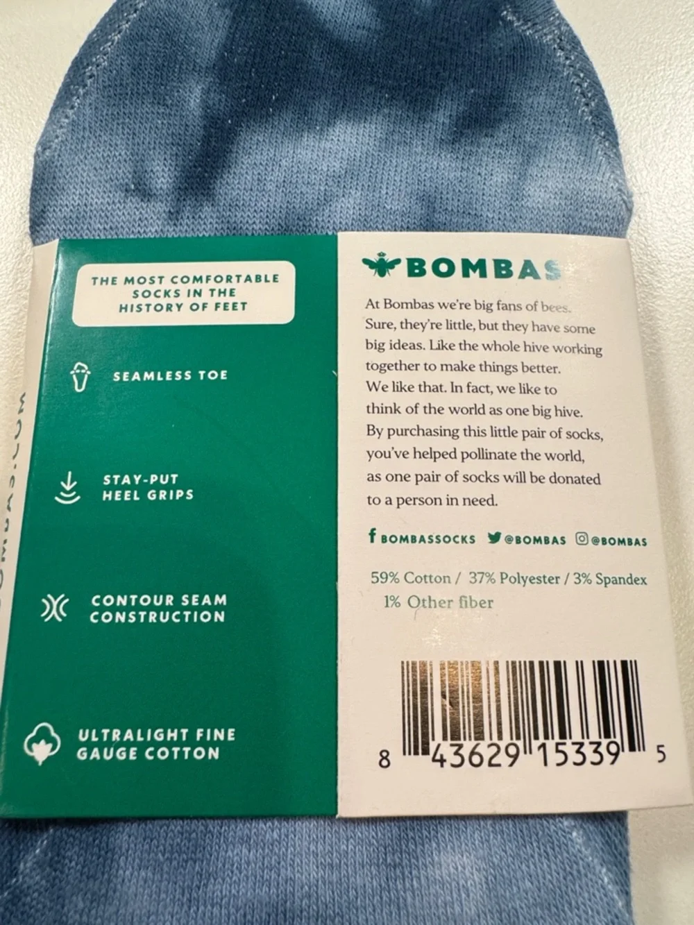 Bombas NWT Tie Dye No Show Socks 4PR SZ: Large fit women 7-9 Color: Blue